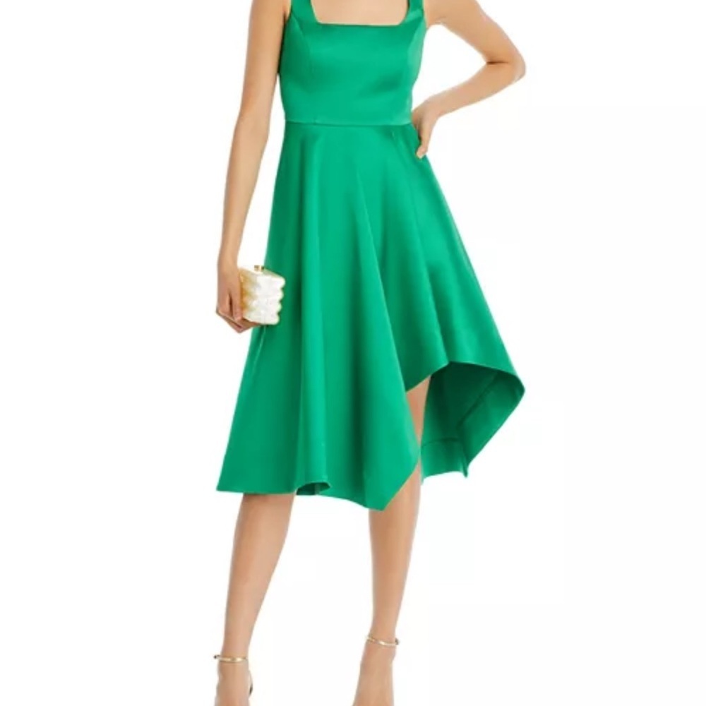 Eliza J Green Asymmetric Fit and Flare Dress